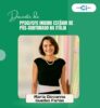 Arte institucional em fundo verde com o logotipo do PPGCI/UFC no canto superior direito. Na parte superior, em destaque, aparece o texto: “Docente do PPGCI/UFC iniciou estágio de pós-doutorado na Itália”. Ao centro, há o retrato da docente Maria Giovanna Guedes Farias, em pé, sorrindo, vestindo um vestido preto com detalhe claro na cintura e um colar de pérolas. Ao fundo, observa-se um ambiente interno com parede clara e elementos coloridos discretos. Na parte inferior da fotografia, há uma identificação com o nome da docente.